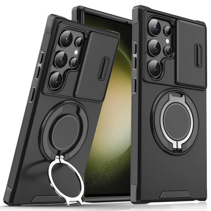 Sliding Camshield Ring Holder Phone Case, For Samsung Galaxy S23 FE 5G, For Samsung Galaxy S23 Ultra 5G, For Samsung Galaxy S23+ 5G, For Samsung Galaxy S23 5G