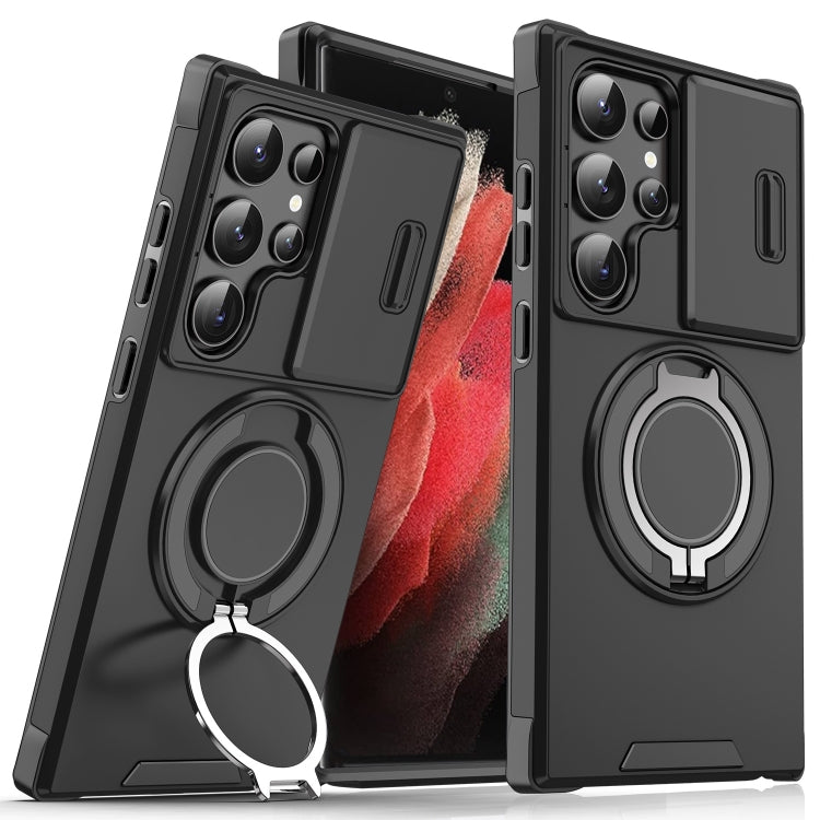 Sliding Camshield Ring Holder Phone Case, For Samsung Galaxy S21 Ultra 5G