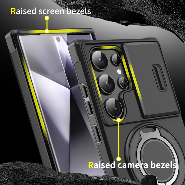 Sliding Camshield Ring Holder Phone Case, For Samsung Galaxy S24 FE 5G, For Samsung Galaxy S24 Ultra 5G, For Samsung Galaxy S24+ 5G, For Samsung Galaxy S24 5G