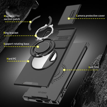 Sliding Camshield Ring Holder Phone Case, For Samsung Galaxy S23 FE 5G, For Samsung Galaxy S23 Ultra 5G, For Samsung Galaxy S23+ 5G, For Samsung Galaxy S23 5G
