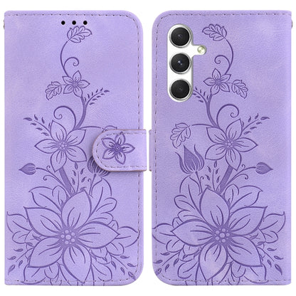 Lily Embossed Leather Phone Case, For Samsung Galaxy S25 FE 5G, For Samsung Galaxy S25 Edge 5G, For Samsung Galaxy S25 5G, For Samsung Galaxy S25+ 5G