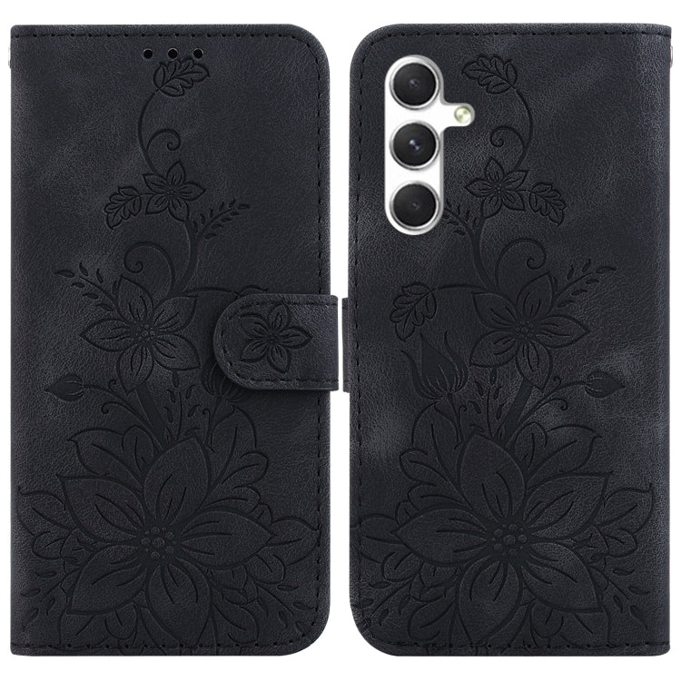 Lily Embossed Leather Phone Case, For Samsung Galaxy S25 FE 5G, For Samsung Galaxy S25 Edge 5G, For Samsung Galaxy S25 5G, For Samsung Galaxy S25+ 5G