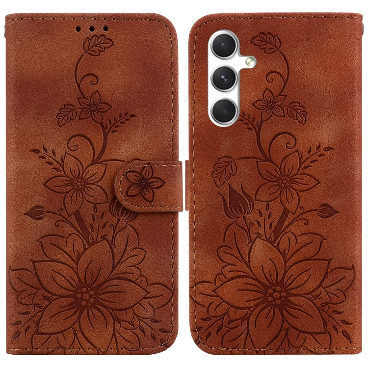 Lily Embossed Leather Phone Case, For Samsung Galaxy S25+ 5G, For Samsung Galaxy S25 Ultra 5G, For Samsung Galaxy S24 FE 5G