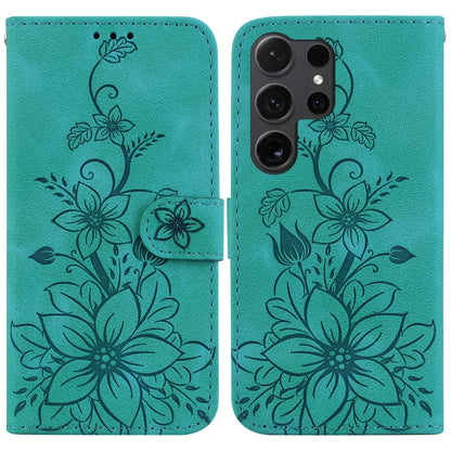 Lily Embossed Leather Phone Case, For Samsung Galaxy S25+ 5G, For Samsung Galaxy S25 Ultra 5G, For Samsung Galaxy S24 FE 5G
