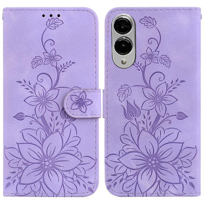Lily Embossed Leather Phone Case, For Samsung Galaxy S26 5G, For Samsung Galaxy S25 FE 5G, For Samsung Galaxy S25 Edge 5G, For Samsung Galaxy S25 5G