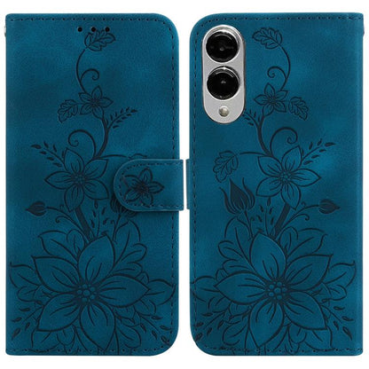 Lily Embossed Leather Phone Case, For Samsung Galaxy S26 5G, For Samsung Galaxy S25 FE 5G, For Samsung Galaxy S25 Edge 5G, For Samsung Galaxy S25 5G