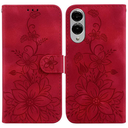 Lily Embossed Leather Phone Case, For Samsung Galaxy S26 5G, For Samsung Galaxy S25 FE 5G, For Samsung Galaxy S25 Edge 5G, For Samsung Galaxy S25 5G