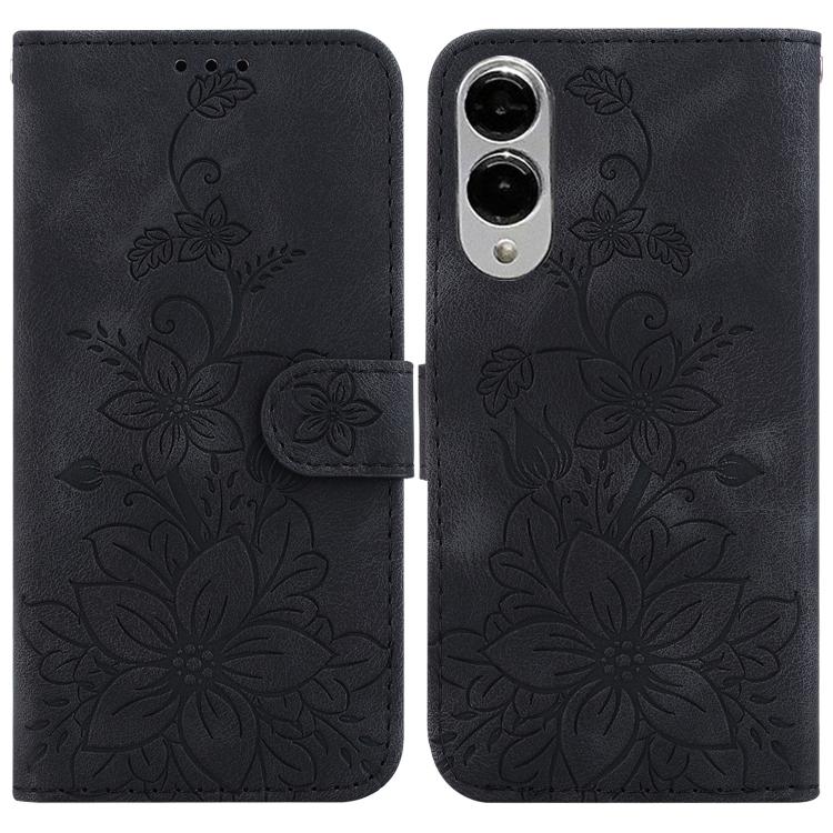 Lily Embossed Leather Phone Case, For Samsung Galaxy S26 5G, For Samsung Galaxy S25 FE 5G, For Samsung Galaxy S25 Edge 5G, For Samsung Galaxy S25 5G