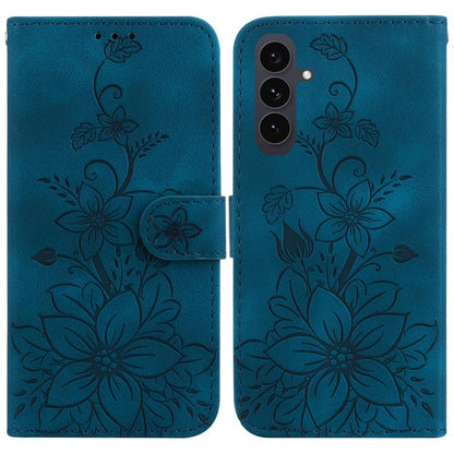Lily Embossed Leather Phone Case, For Samsung Galaxy S25 FE 5G, For Samsung Galaxy S25 Edge 5G, For Samsung Galaxy S25 5G, For Samsung Galaxy S25+ 5G