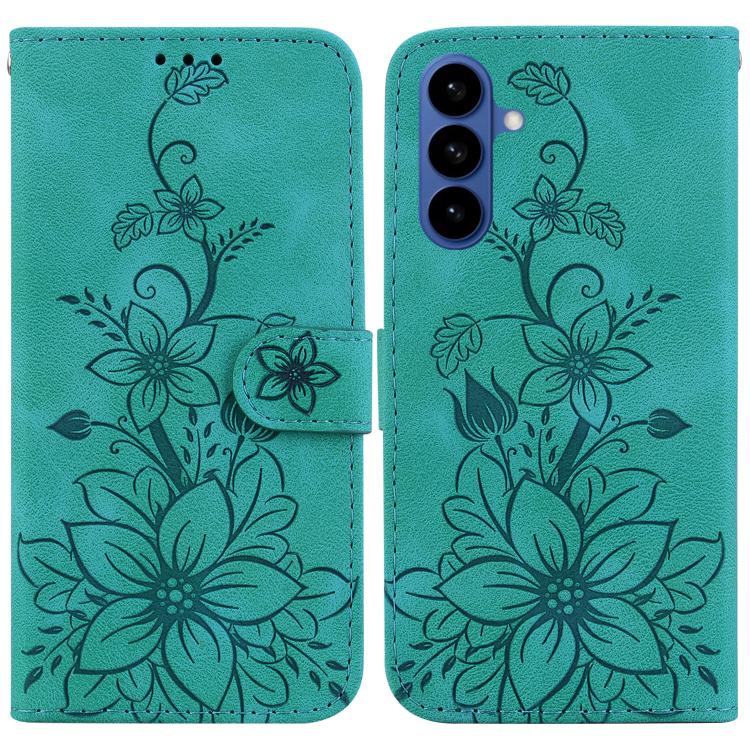 Lily Embossed Leather Phone Case, For Samsung Galaxy S26+ 5G, For Samsung Galaxy S26 Edge 5G, For Samsung Galaxy S26 Ultra 5G, For Samsung Galaxy S26 5G