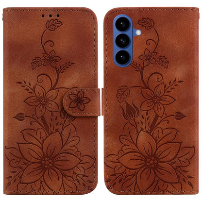 Lily Embossed Leather Phone Case, For Samsung Galaxy S26 5G, For Samsung Galaxy S25 FE 5G, For Samsung Galaxy S25 Edge 5G, For Samsung Galaxy S25 5G