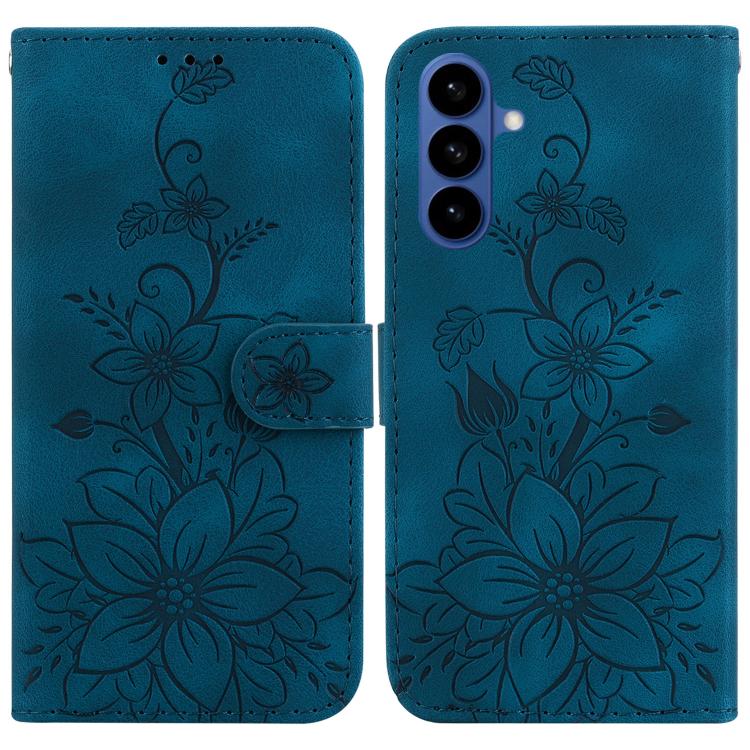 Lily Embossed Leather Phone Case, For Samsung Galaxy S26 5G, For Samsung Galaxy S25 FE 5G, For Samsung Galaxy S25 Edge 5G, For Samsung Galaxy S25 5G