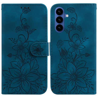 Lily Embossed Leather Phone Case, For Samsung Galaxy S26 5G, For Samsung Galaxy S25 FE 5G, For Samsung Galaxy S25 Edge 5G, For Samsung Galaxy S25 5G