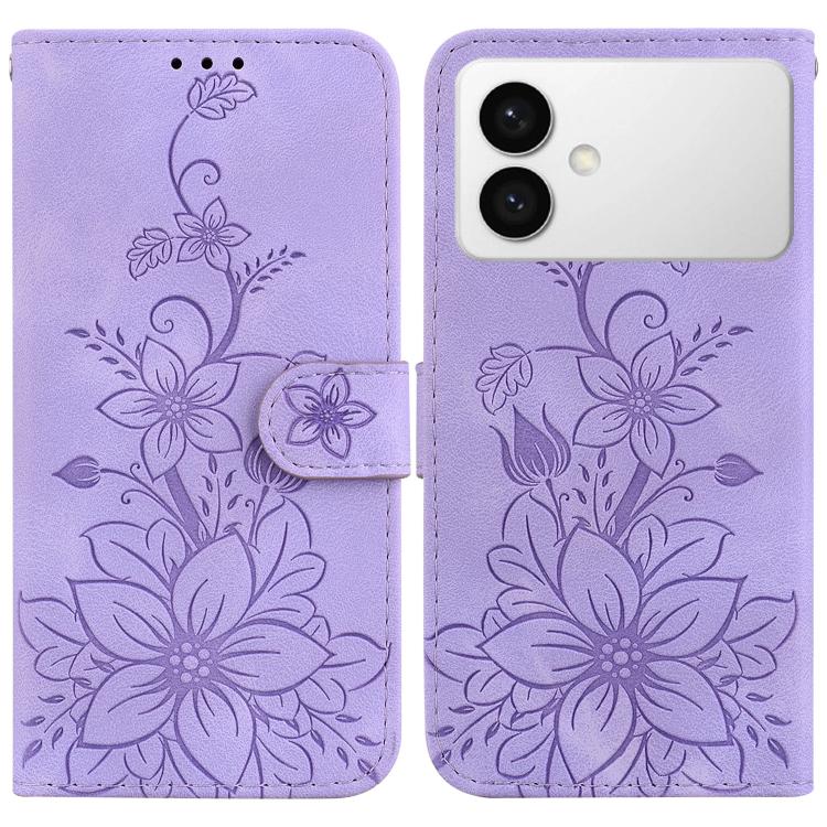 Lily Embossed Leather Phone Case, For Samsung Galaxy S26+ 5G, For Samsung Galaxy S26 Edge 5G, For Samsung Galaxy S26 Ultra 5G, For Samsung Galaxy S26 5G