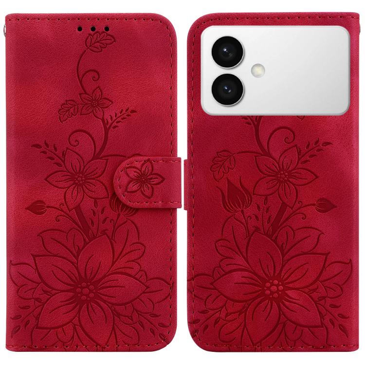 Lily Embossed Leather Phone Case, For Samsung Galaxy S26 Edge 5G, For Samsung Galaxy S26 Ultra 5G, For Samsung Galaxy S26 5G, For Samsung Galaxy S25 FE 5G