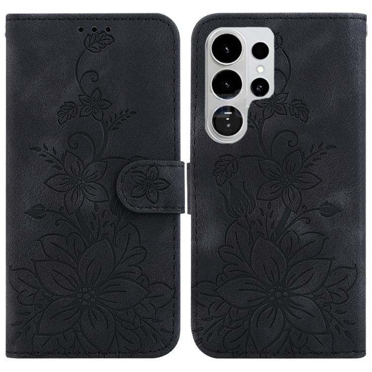 Lily Embossed Leather Phone Case, For Samsung Galaxy S26+ 5G, For Samsung Galaxy S26 Edge 5G, For Samsung Galaxy S26 Ultra 5G, For Samsung Galaxy S26 5G