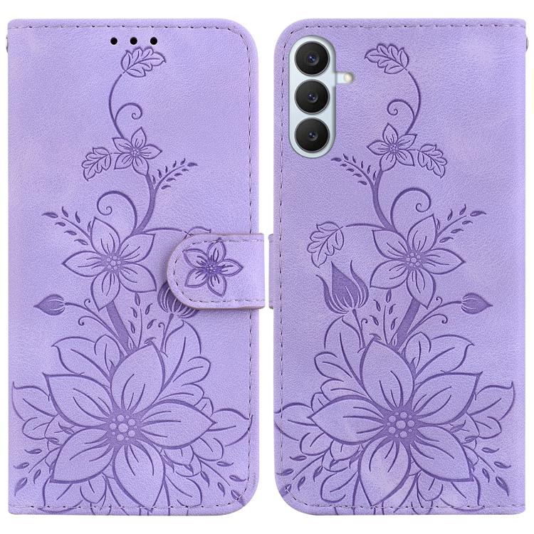 Lily Embossed Leather Phone Case, For Samsung Galaxy S26+ 5G, For Samsung Galaxy S26 Edge 5G, For Samsung Galaxy S26 Ultra 5G, For Samsung Galaxy S26 5G