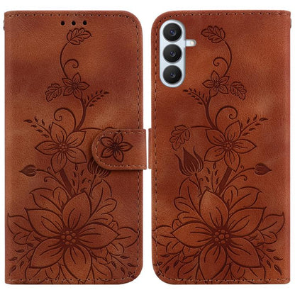 Lily Embossed Leather Phone Case, For Galaxy S26 FE 5G, For Samsung Galaxy S26+ 5G, For Samsung Galaxy S26 Edge 5G, For Samsung Galaxy S26 Ultra 5G