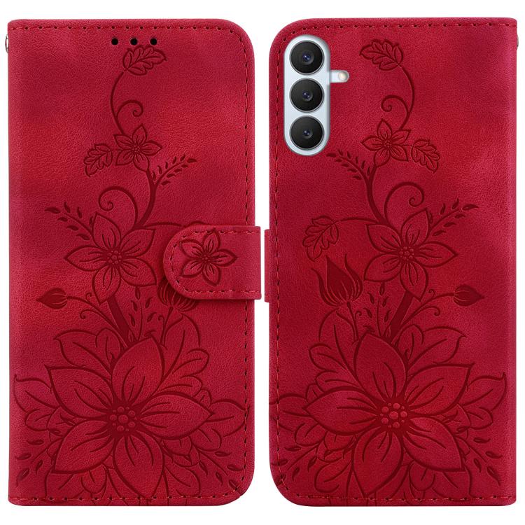 Lily Embossed Leather Phone Case, For Galaxy S26 FE 5G, For Samsung Galaxy S26+ 5G, For Samsung Galaxy S26 Edge 5G, For Samsung Galaxy S26 Ultra 5G