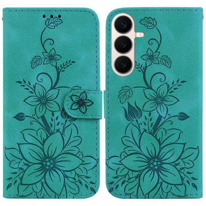 Lily Embossed Leather Phone Case, For Galaxy S26 FE 5G, For Samsung Galaxy S26+ 5G, For Samsung Galaxy S26 Edge 5G, For Samsung Galaxy S26 Ultra 5G