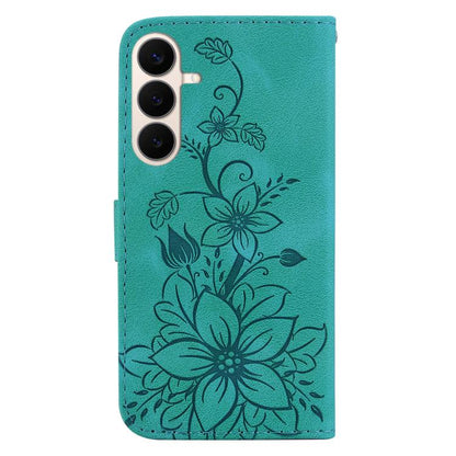 Lily Embossed Leather Phone Case, For Galaxy S26 FE 5G, For Samsung Galaxy S26+ 5G, For Samsung Galaxy S26 Edge 5G, For Samsung Galaxy S26 Ultra 5G