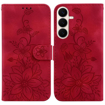 Lily Embossed Leather Phone Case, For Galaxy S26 FE 5G, For Samsung Galaxy S26+ 5G, For Samsung Galaxy S26 Edge 5G, For Samsung Galaxy S26 Ultra 5G