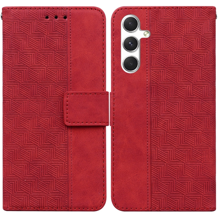 Geometric Embossed Leather Phone Case, For Samsung Galaxy S25 FE 5G, For Samsung Galaxy S25 Edge 5G, For Samsung Galaxy S25 5G, For Samsung Galaxy S25+ 5G