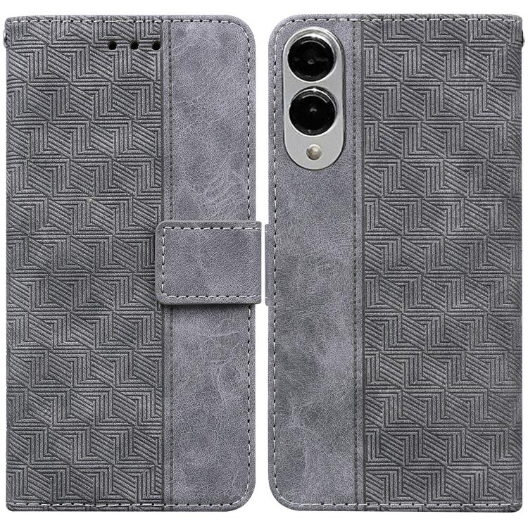Geometric Embossed Leather Phone Case, For Samsung Galaxy S25 FE 5G, For Samsung Galaxy S25 Edge 5G, For Samsung Galaxy S25 5G, For Samsung Galaxy S25+ 5G