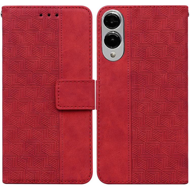 Geometric Embossed Leather Phone Case, For Samsung Galaxy S25 FE 5G, For Samsung Galaxy S25 Edge 5G, For Samsung Galaxy S25 5G, For Samsung Galaxy S25+ 5G