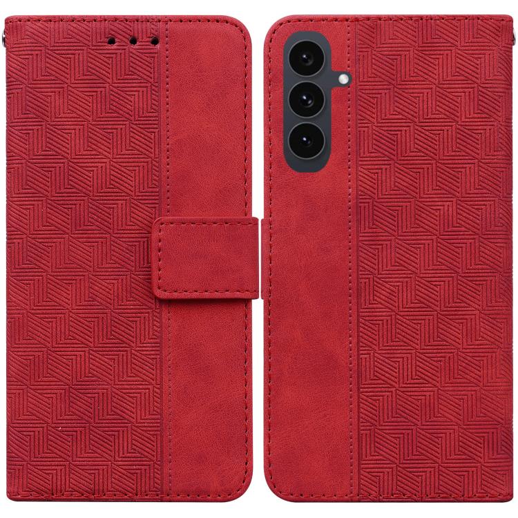 Geometric Embossed Leather Phone Case, For Samsung Galaxy S25 FE 5G, For Samsung Galaxy S25 Edge 5G, For Samsung Galaxy S25 5G, For Samsung Galaxy S25+ 5G