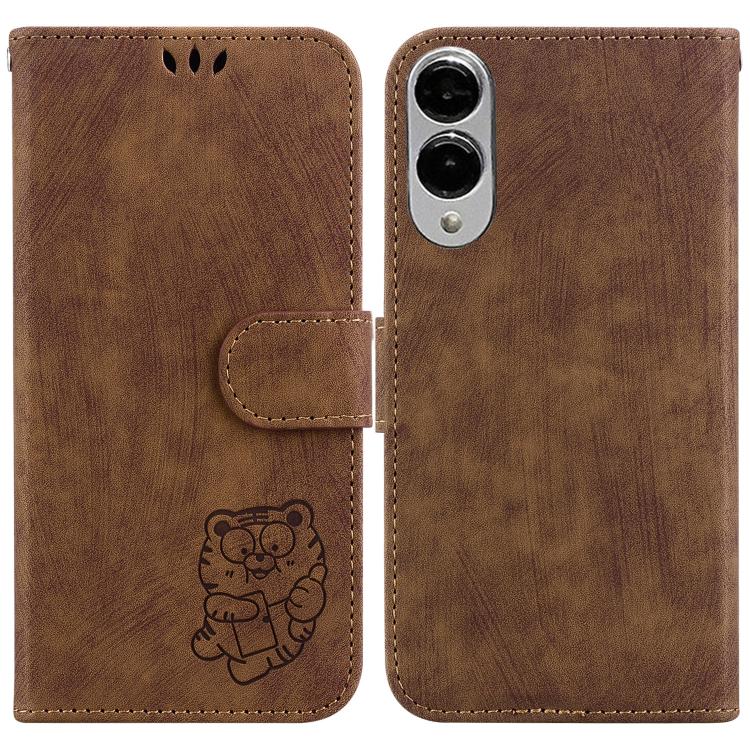Little Tiger Embossed Leather Phone Case, For Samsung Galaxy S25 Edge 5G, For Samsung Galaxy S25 5G, For Samsung Galaxy S25+ 5G, For Samsung Galaxy S25 Ultra 5G