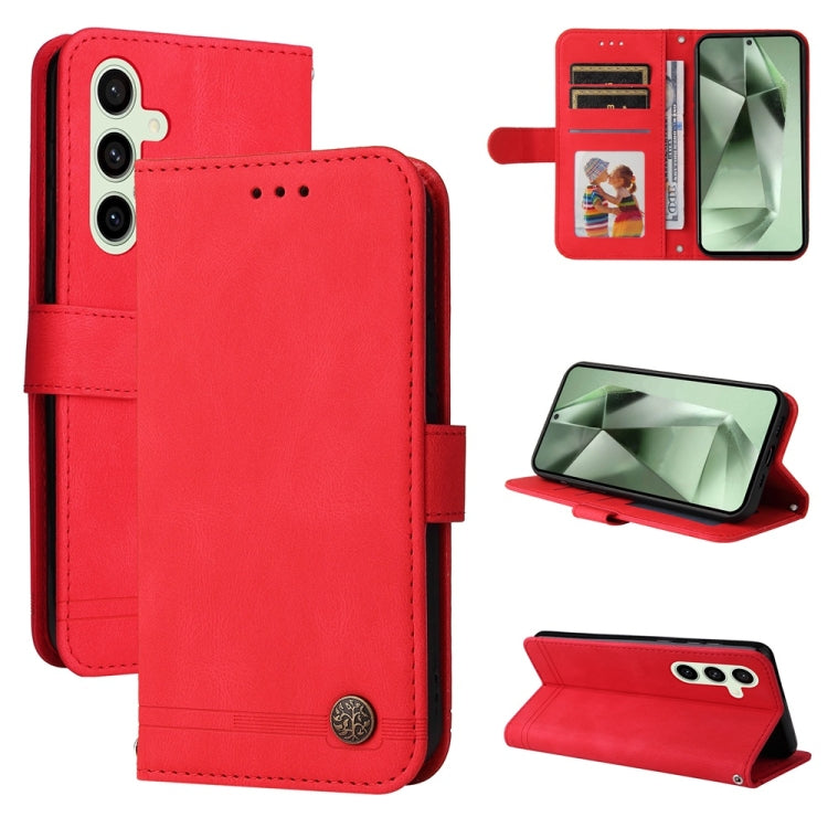 Skin Feel Life Tree Metal Button Leather Phone Case, For Samsung Galaxy S25 Ultra 5G, For Samsung Galaxy S24 FE 5G