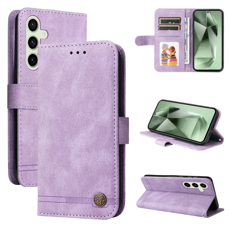 Skin Feel Life Tree Metal Button Leather Phone Case, For Samsung Galaxy S25 Ultra 5G, For Samsung Galaxy S24 FE 5G