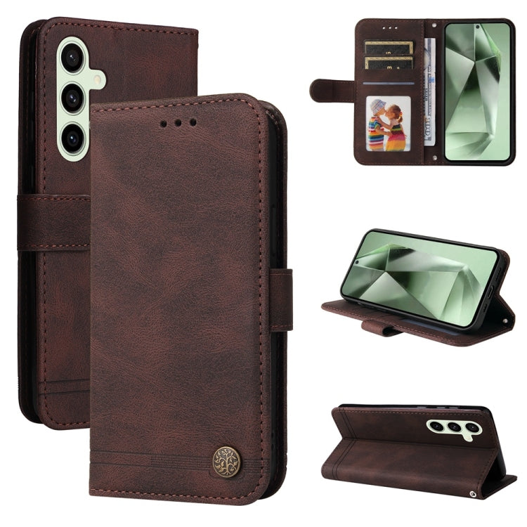 Skin Feel Life Tree Metal Button Leather Phone Case, For Samsung Galaxy S25 Ultra 5G, For Samsung Galaxy S24 FE 5G