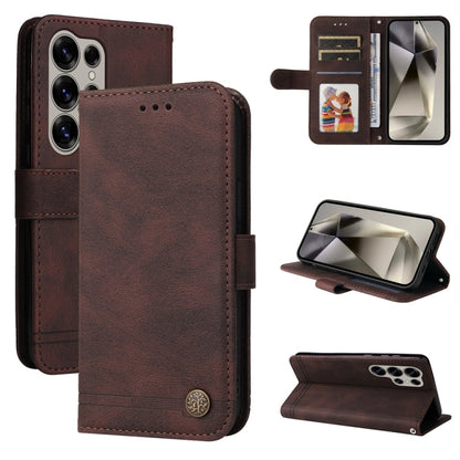 Skin Feel Life Tree Metal Button Leather Phone Case, For Samsung Galaxy S25 Ultra 5G, For Samsung Galaxy S24 FE 5G