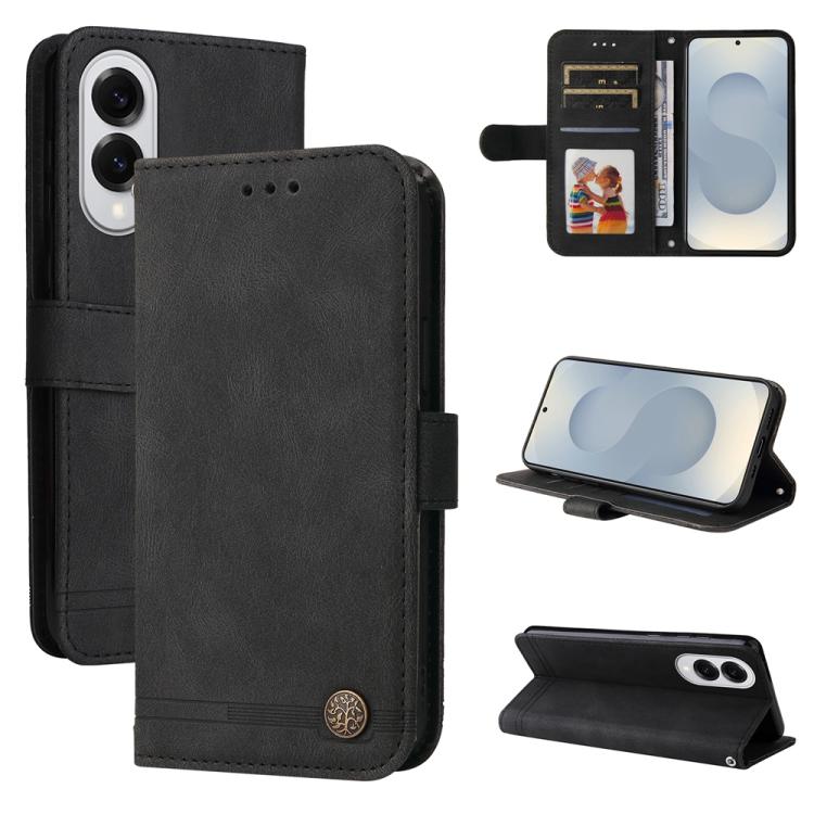 Skin Feel Life Tree Metal Button Leather Phone Case, For Samsung Galaxy S26 5G, For Samsung Galaxy S25 Edge 5G, For Samsung Galaxy S25 5G, For Samsung Galaxy S25+ 5G