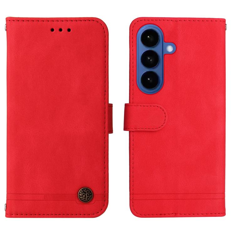 Skin Feel Life Tree Metal Button Leather Phone Case, For Samsung Galaxy S26 5G, For Samsung Galaxy S25 Edge 5G, For Samsung Galaxy S25 5G, For Samsung Galaxy S25+ 5G