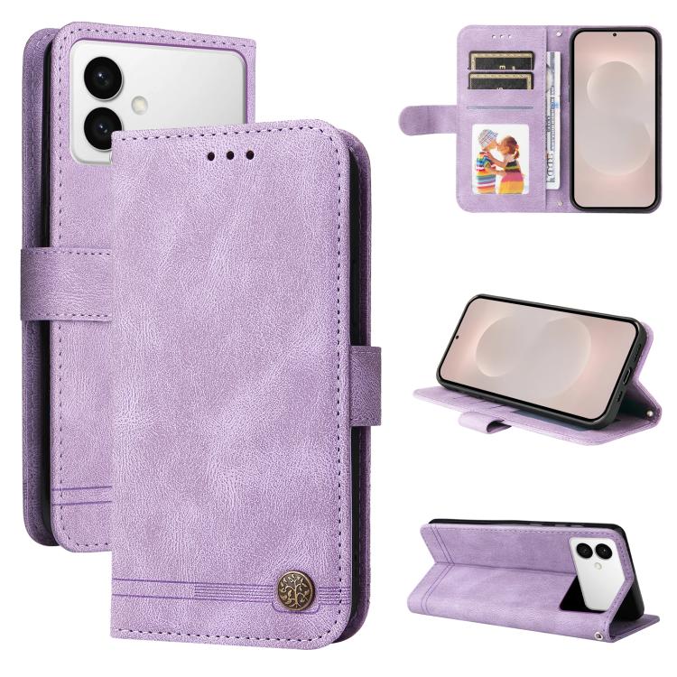 Skin Feel Life Tree Metal Button Leather Phone Case, For Samsung Galaxy S26+ 5G, For Samsung Galaxy S26 Edge 5G, For Samsung Galaxy S26 Ultra 5G, For Samsung Galaxy S26 5G