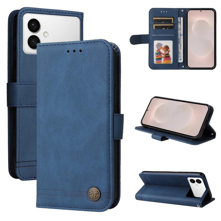 Skin Feel Life Tree Metal Button Leather Phone Case, For Samsung Galaxy S26+ 5G, For Samsung Galaxy S26 Edge 5G, For Samsung Galaxy S26 Ultra 5G, For Samsung Galaxy S26 5G