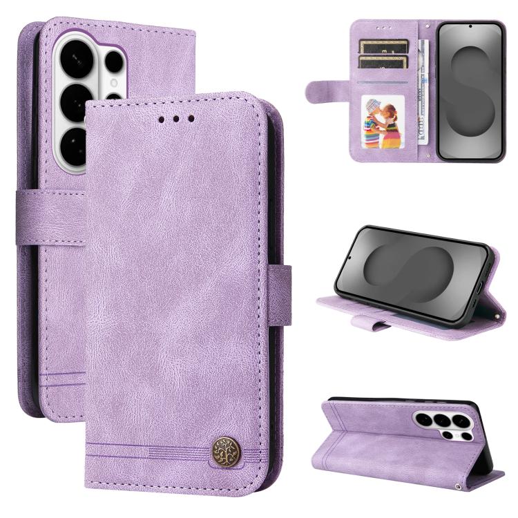 Skin Feel Life Tree Metal Button Leather Phone Case, For Samsung Galaxy S26+ 5G, For Samsung Galaxy S26 Edge 5G, For Samsung Galaxy S26 Ultra 5G, For Samsung Galaxy S26 5G