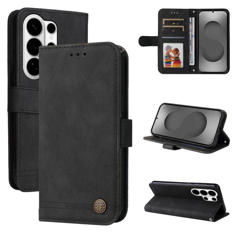 Skin Feel Life Tree Metal Button Leather Phone Case, For Samsung Galaxy S26+ 5G, For Samsung Galaxy S26 Edge 5G, For Samsung Galaxy S26 Ultra 5G, For Samsung Galaxy S26 5G
