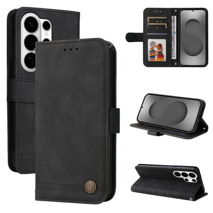 Skin Feel Life Tree Metal Button Leather Phone Case, For Samsung Galaxy S26+ 5G, For Samsung Galaxy S26 Edge 5G, For Samsung Galaxy S26 Ultra 5G, For Samsung Galaxy S26 5G