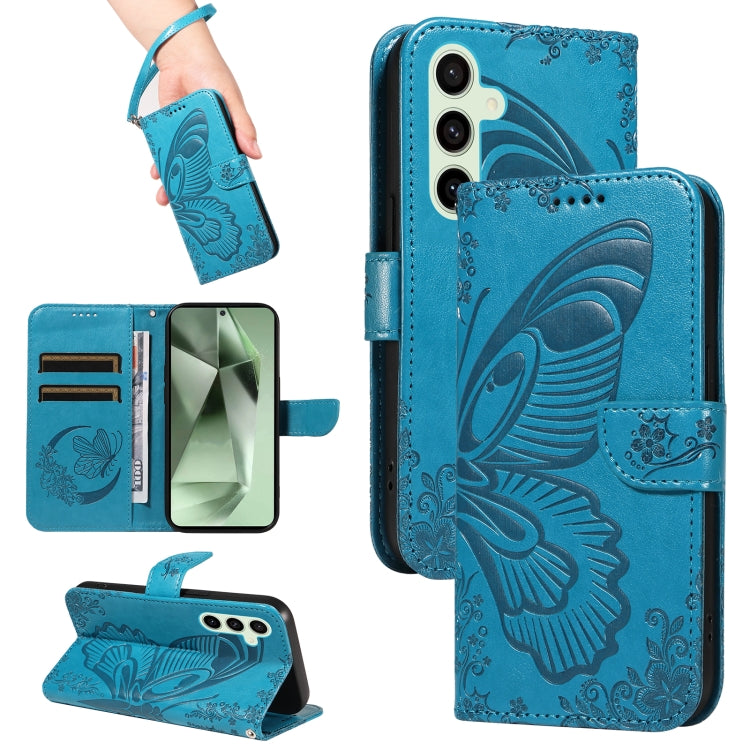 Swallowtail Butterfly Embossed Leather Phone Case, For Samsung Galaxy S24 FE 5G