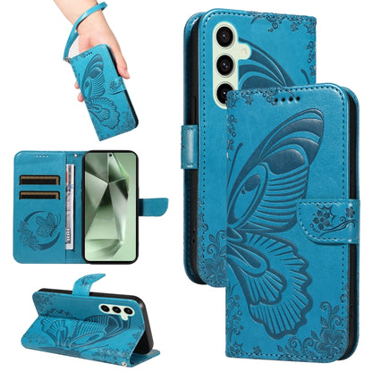 Swallowtail Butterfly Embossed Leather Phone Case, For Samsung Galaxy S24 FE 5G