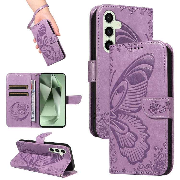 Swallowtail Butterfly Embossed Leather Phone Case, For Samsung Galaxy S24 FE 5G