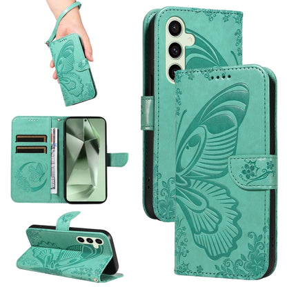 Swallowtail Butterfly Embossed Leather Phone Case, For Samsung Galaxy S24 FE 5G