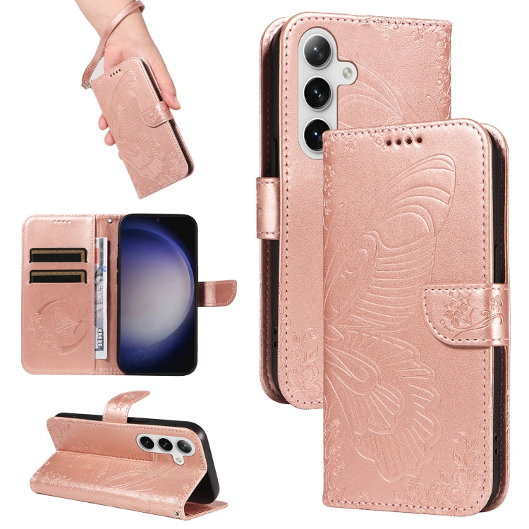 Swallowtail Butterfly Embossed Leather Phone Case, For Galaxy S26 5G, For Galaxy S25 FE 5G, For Galaxy S25 / S24 5G, For Galaxy S25+ / S24+ 5G