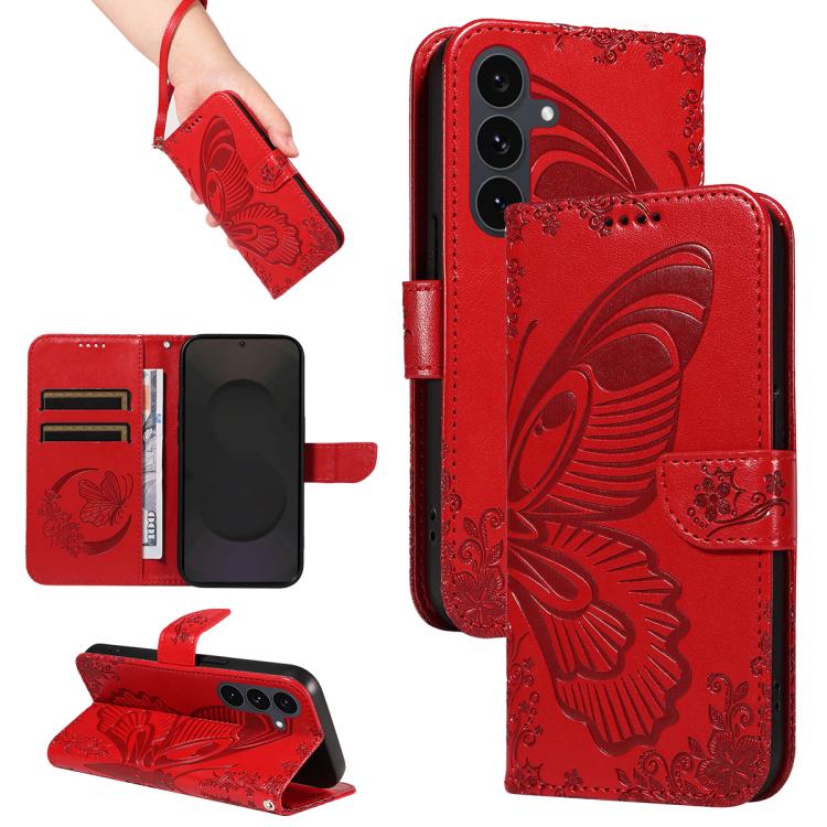 Swallowtail Butterfly Embossed Leather Phone Case, For Galaxy S26 5G, For Galaxy S25 FE 5G, For Galaxy S25 / S24 5G, For Galaxy S25+ / S24+ 5G