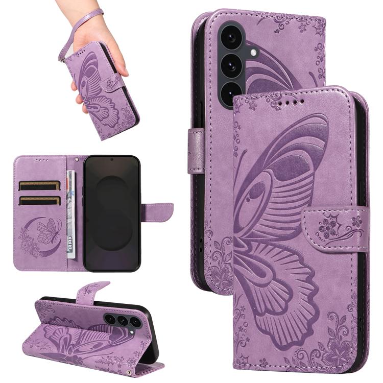 Swallowtail Butterfly Embossed Leather Phone Case, For Galaxy S26 5G, For Galaxy S25 FE 5G, For Galaxy S25 / S24 5G, For Galaxy S25+ / S24+ 5G