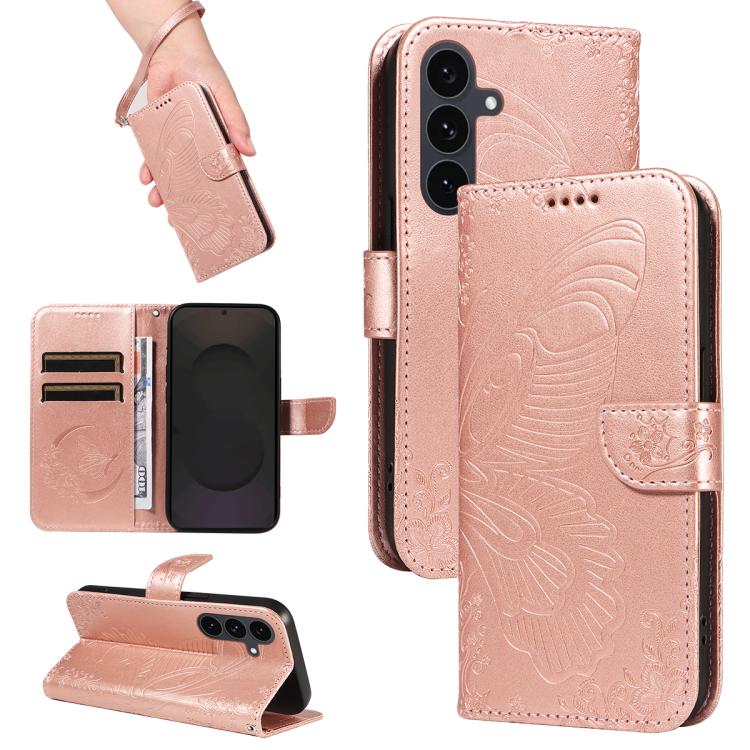 Swallowtail Butterfly Embossed Leather Phone Case, For Galaxy S26 5G, For Galaxy S25 FE 5G, For Galaxy S25 / S24 5G, For Galaxy S25+ / S24+ 5G